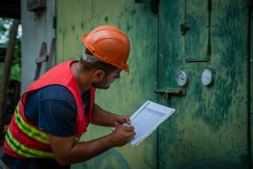 Man checking a list