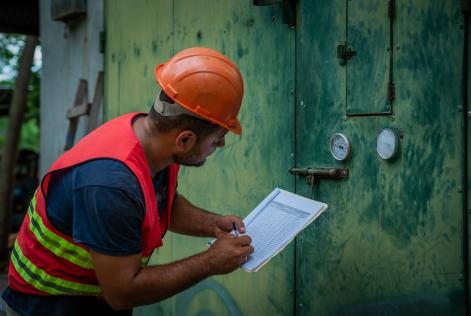 Man checking a list